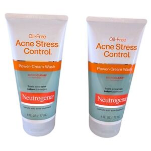 Neutrogena Oil Free Acne Stress Control Power Cream Wash 6 fl oz Lot of 2‎